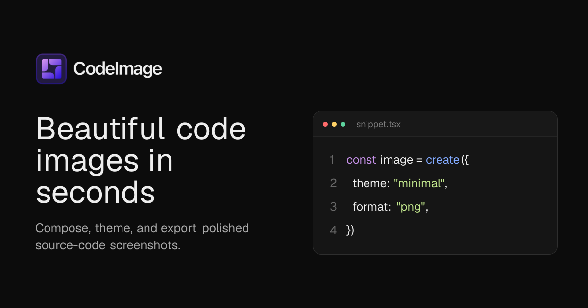 CodeImage — Beautiful Code Screenshots